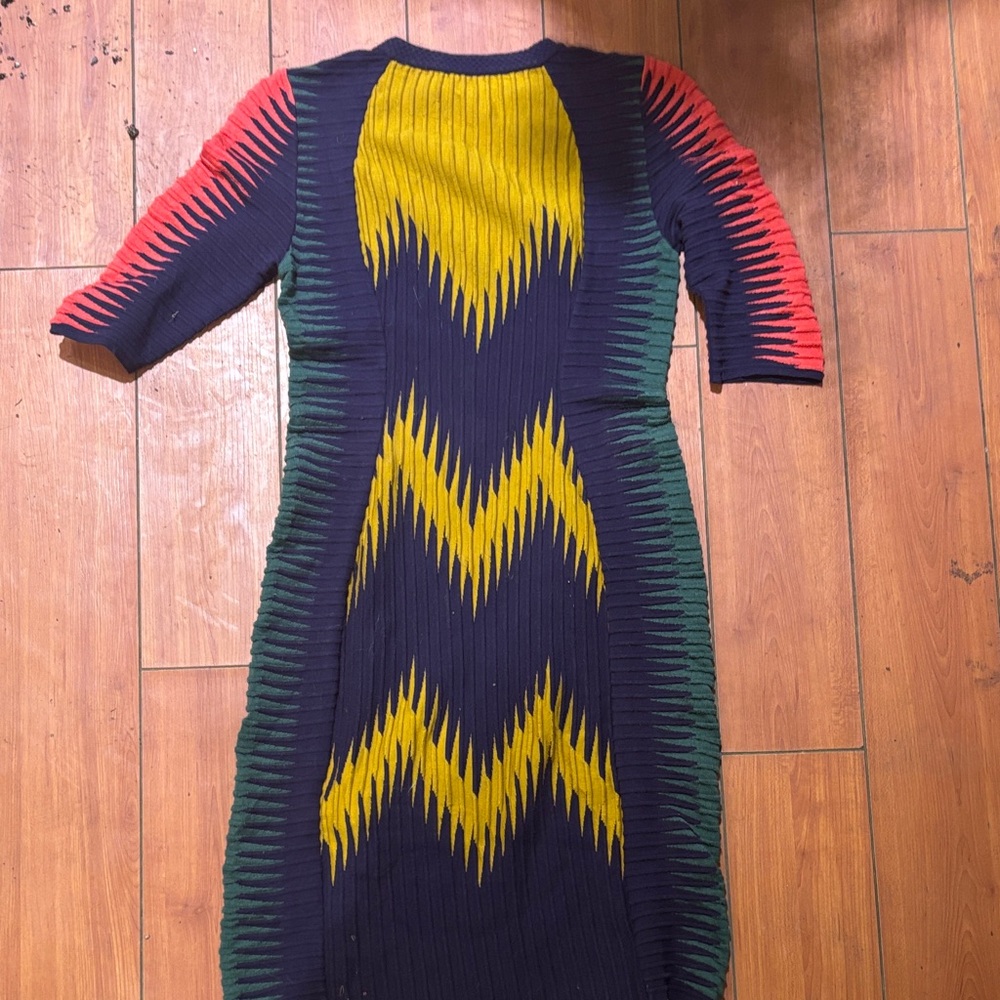 M by Missoni Navy and Yellow Zigzag Midi Dress - Picture 3 of 6